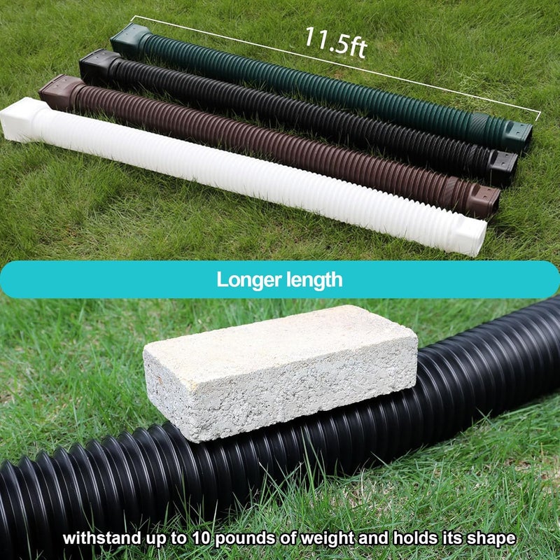 plusgutter 11.5ft Long Gutter Downspout Extensions Flexible, Drain Downspout Extender, Down Spout Drain Extender, Gutter Connector Rainwater Drainage, Extendable from 2.6ft to 11.5ft(2Pack, Brown) - Image 3